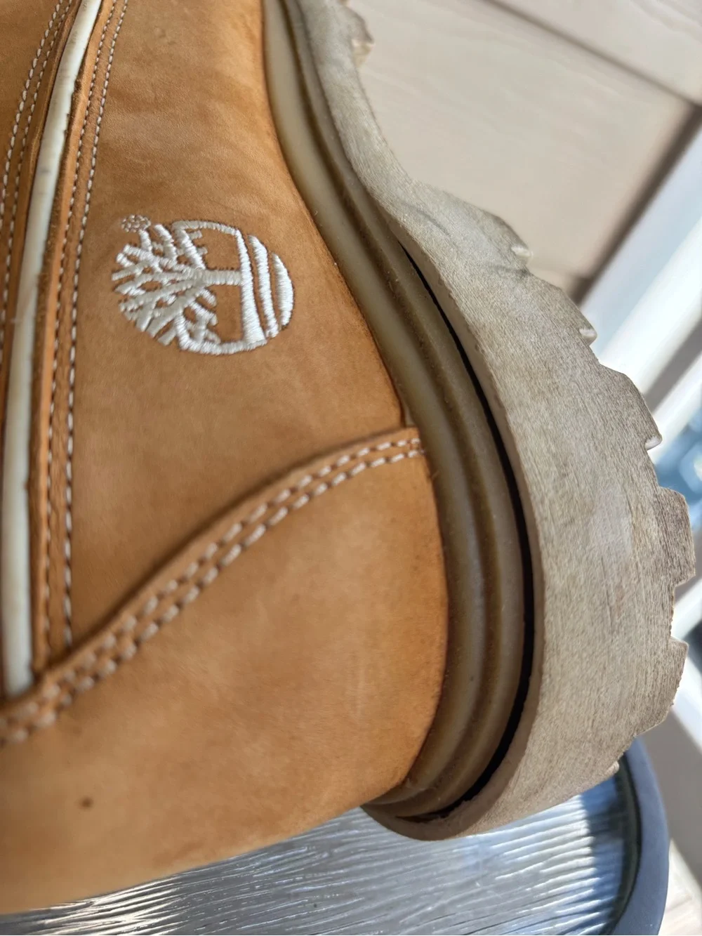 Timberland Wheat Nubuck Low Ankle Work Boots with White Collar